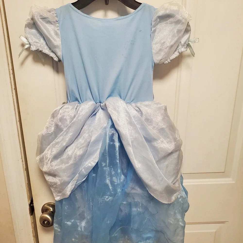 Disney Store Cinderella Ball Gown Dress Costume Blue Princess Halloween READ HOL